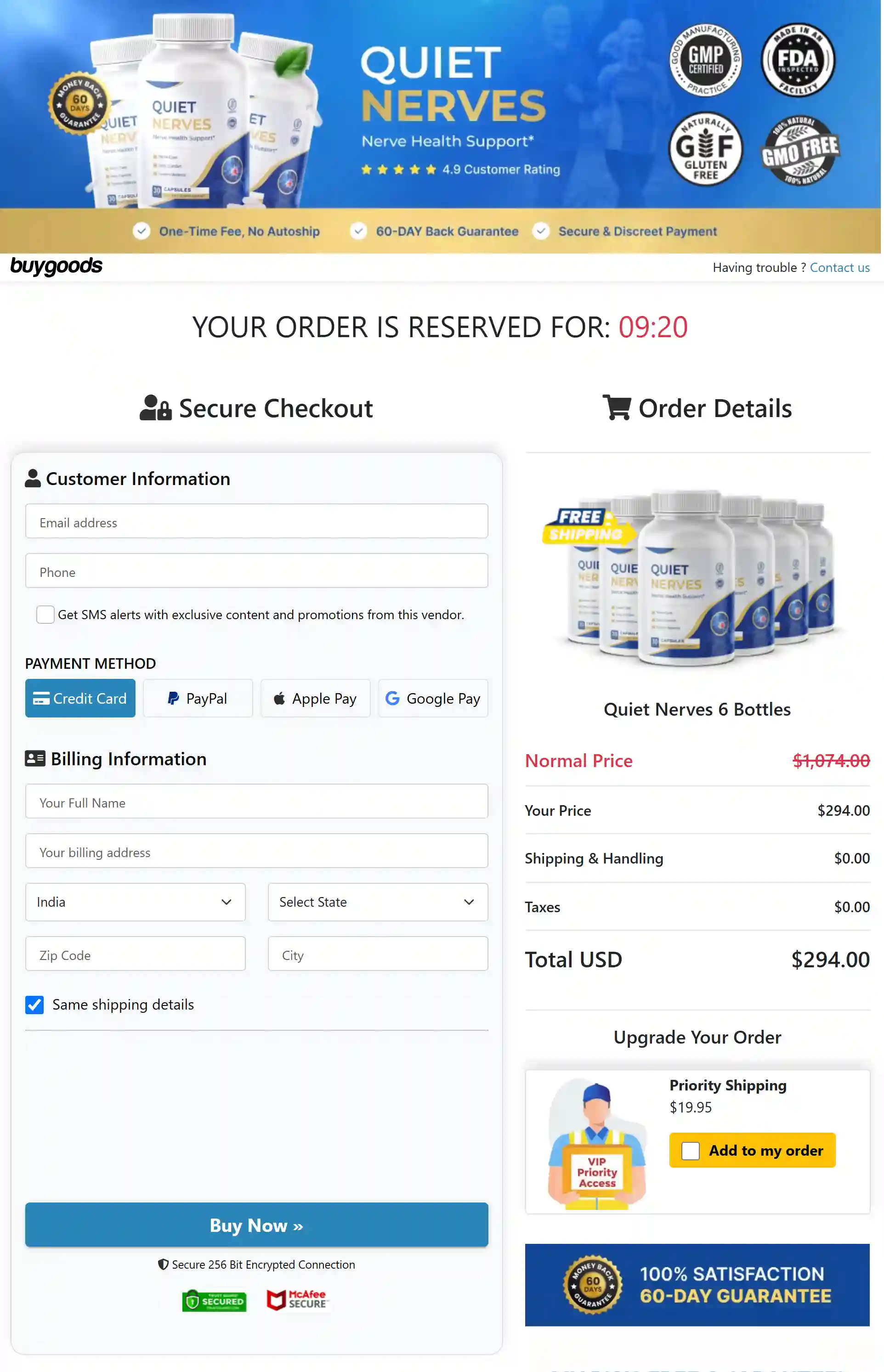 Quiet Nerves CheckOut Page